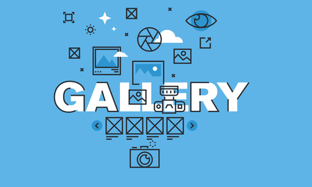 Thin line design concept for gallery website banner. Vector illustration concept for designer or art...
