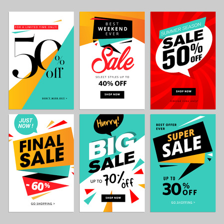 Flat design eye catching sale website banners for mobile phone.のイラスト素材