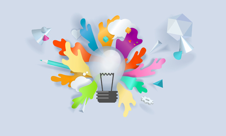 Creative concept banner. Vector illustration for innovation, idea, brainstorming, creative process, product development.のイラスト素材