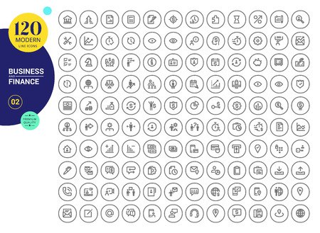 Business and finance line icons collection. Outline concept icons for web and app design and development.のイラスト素材