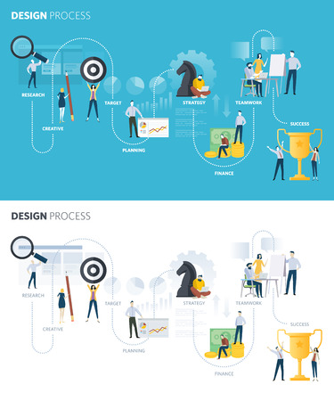 Flat design style web banners of design process setのイラスト素材