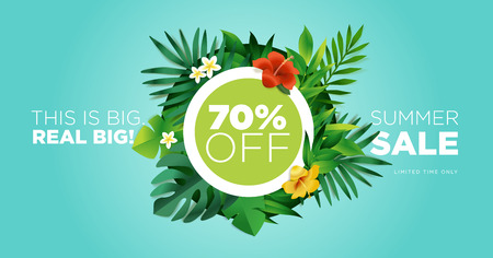 Summer sale. Vector illustration concept for mobile and web banner, poster, online shopping ads, social media and networking, marketing material.のイラスト素材