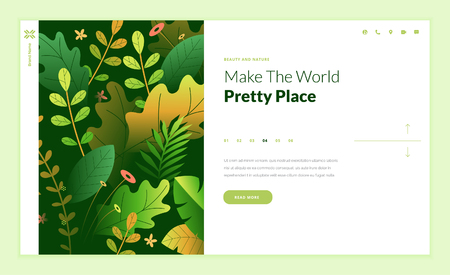 Web page design template for beauty, spa, wellness, natural products, cosmetics, body care, healthy life. Modern flat design vector illustration concept for website and mobile website development.のイラスト素材