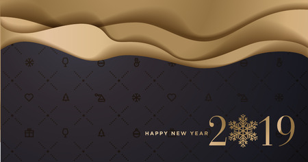 Happy New Year 2019. Vector illustration concept for background, greeting card, website and mobile website banner, party invitation card, social media banner, marketing material.のイラスト素材