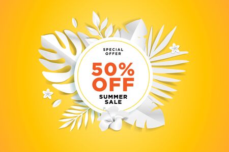 Summer sale sign. Concept for website design, advertising, social media banner, ads, sale promotion, poster, marketing material.のイラスト素材