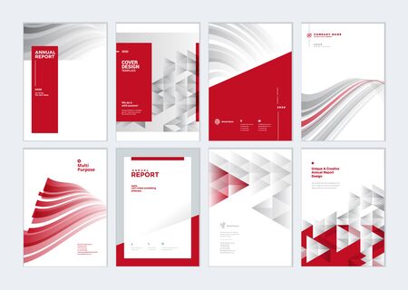 Set of brochure, annual report, business plan cover design templates. Vector illustrations for business presentation, business paper, corporate document, flyer and marketing material.のイラスト素材