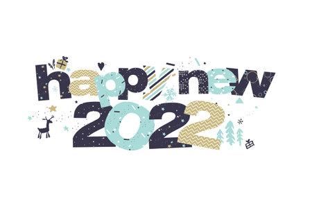 Happy New Year 2022 greeting card. Vector illustration concept for background, greeting card, party invitation card, website banner, social media banner, marketing material.のイラスト素材