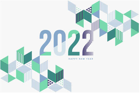 Happy New Year 2022. Vector illustration for greeting card, party invitation card, website banner, social media banner, background, cover design template, marketing material.のイラスト素材