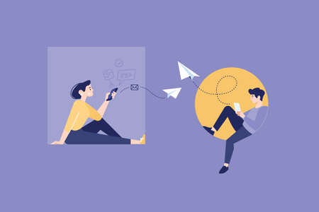 People concept. Vector illustration of communication, networking, social media, mobile services, email for graphic and web design, business presentation and marketing material.のイラスト素材