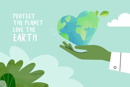Earth day illustration. Ecology, environmental problems and environmental protection. Vector illustration concept for graphic and web design.のイラスト素材