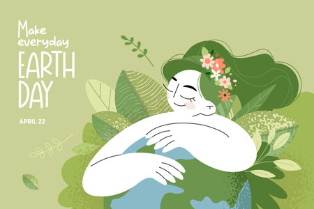 Earth day illustration. Ecology, environmental problems and environmental protection. Vector illustration concept for graphic and web design.のイラスト素材