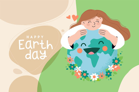 International Mother Earth Day. Ecology, environmental problems and environmental protection. Vector illustration for graphic and web design.のイラスト素材