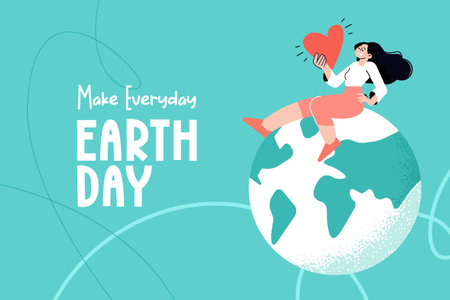 International Mother Earth Day. Ecology, environmental problems and environmental protection. Vector illustration for graphic and web design.のイラスト素材