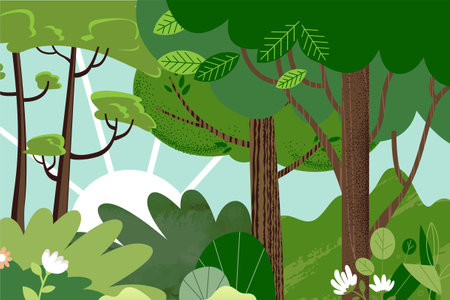 Illustration of nature, ecology. Vector concept for web banner, poster, marketing, social media, background.のイラスト素材