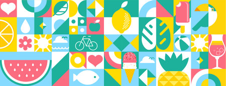 Summer. Vector illustration for website design, background, advertising, social media banner, travel...