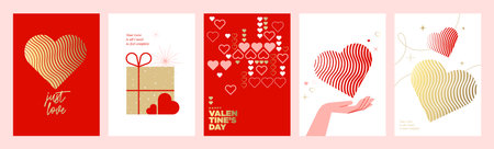 Valentines day greeting card templates and banners. Vector illustrations for Valentines day,  love message, social media and web banner, marketing.のイラスト素材