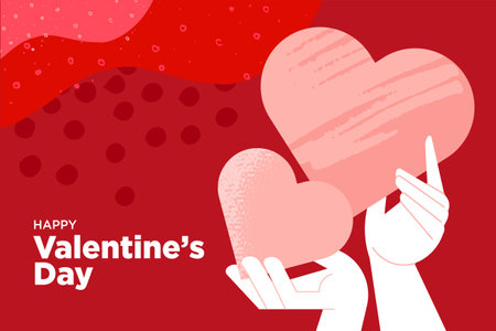 Valentineâs day. Vector illustration of greeting card template, background for Valentineâs day, love message, social media post, web banner.のイラスト素材