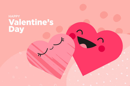 Valentineâs day. Vector illustration of greeting card template, background for Valentineâs day, love message, social media post, web banner.のイラスト素材