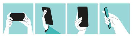 Smartphone. Set of vector illustrations of communication, mobile app, smartphone services. Creative concepts for web banner, social media banner, business presentation, marketing.のイラスト素材
