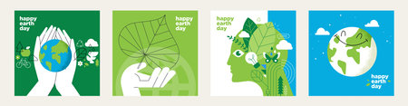 Earth day illustration set. Vector concepts for graphic and web design, business presentation, marketing and print material, social media.のイラスト素材