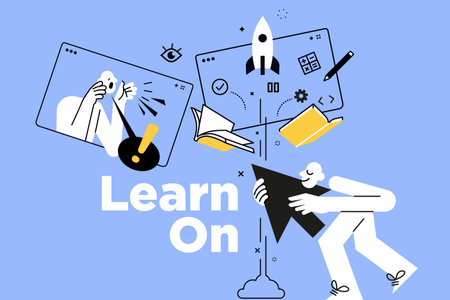 Distance education banner. Vector illustration of education, learning, back to school, online course...