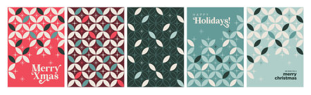 Christmas and New Year Greeting Cards. Abstract vector illustration concepts for greeting card,...