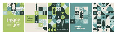 Christmas and New Year Greeting Cards. Abstract vector illustration concepts for greeting card,...