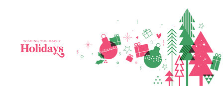 Christmas and New Year Greeting Card. Vector illustration for background, greeting card, party invitation card, website banner, social media banner, business and marketing materialのイラスト素材