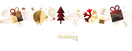 Christmas and New Year Greeting Card. Vector illustration for background, greeting card, party invitation card, website banner, social media banner, business and marketing materialのイラスト素材