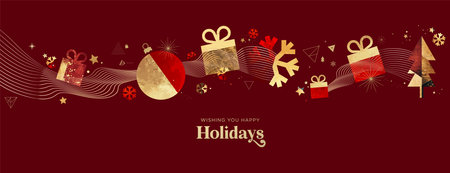 Christmas and New Year Greeting Card. Vector illustration for background, greeting card, party invitation card, website banner, social media banner, business and marketing materialのイラスト素材