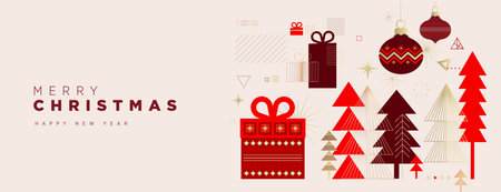 Christmas and New Year Greeting Card. Vector illustration for background, greeting card, party invitation card, website banner, social media banner, business and marketing materialのイラスト素材