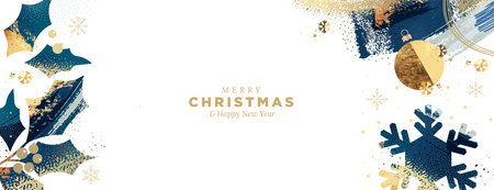Christmas and New Year Greeting Card. Vector illustration for background, greeting card, party invitation card, website banner, social media banner, business and marketing materialのイラスト素材