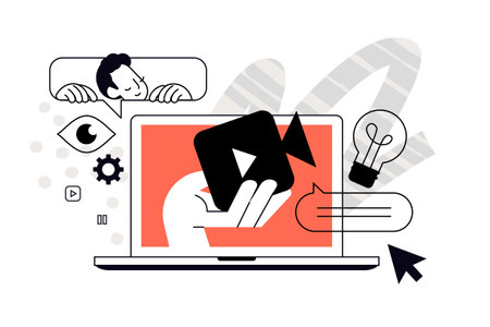 Video tutorial. Vector illustration for web banner, social media banner, business presentation, marketing material.のイラスト素材