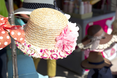 Luxury Straw Hat on a Displayの写真素材