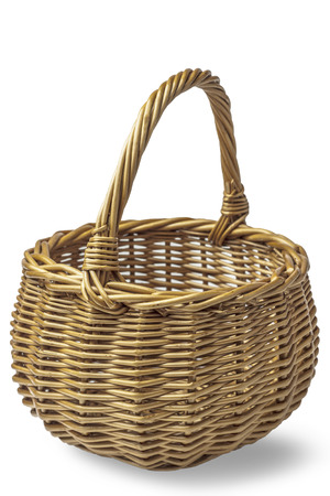 Wicker basket on white の写真素材