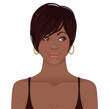 Beauty Salon  Pretty young african american woman with stylish haircut Vector illustration のイラスト素材