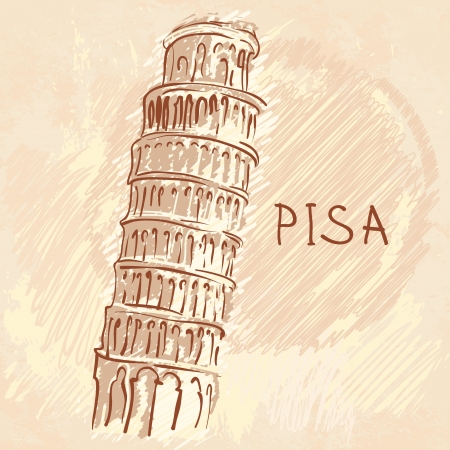 World famous landmark series: The Leaning Tower, Pisa, Italy, Europe のイラスト素材