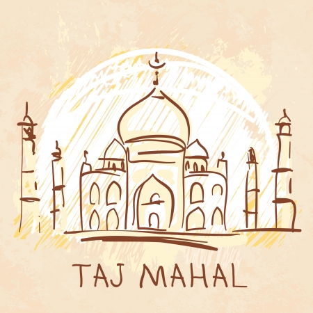 World famous landmark series: Taj Mahal, Agra, Indiaのイラスト素材