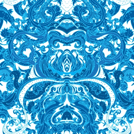 Seamless blue and white flowers vector pattern. のイラスト素材