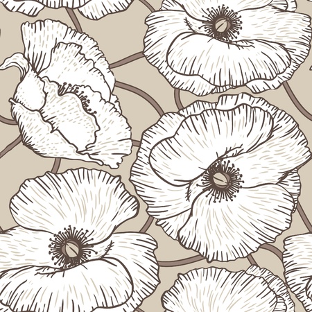 Elegance Seamless pattern with poppy flowers, vector floral illustration in vintage style のイラスト素材