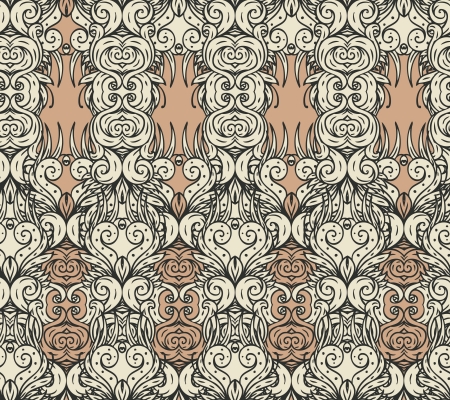 Decorative beige symmetric decorative vector ethnic patternのイラスト素材