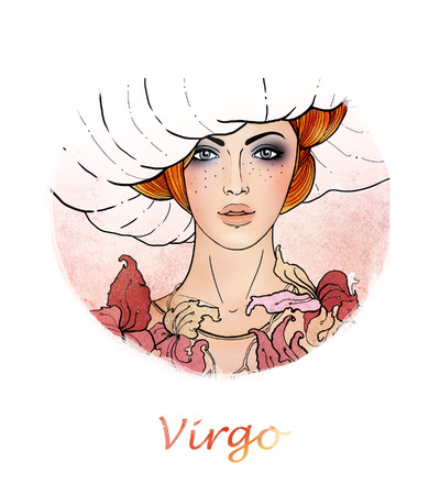 Illustration of virgo zodiac sign as a beautiful girl の写真素材