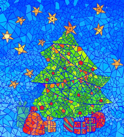 Abstract Mosaic Christmas Background for new year and Christmas greeting card design, vector illustrationのイラスト素材