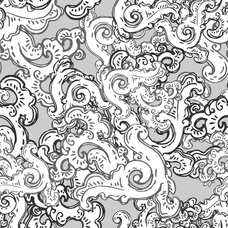 Seamless vintage black and white background baroque pattern のイラスト素材