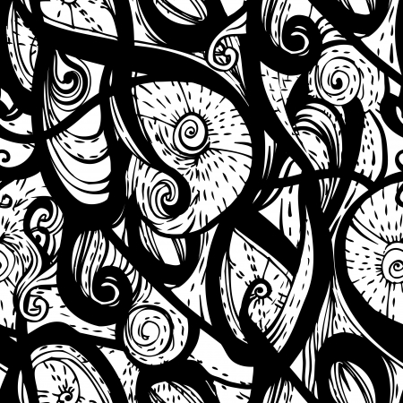 Vector seamless doodle monochrome pattern のイラスト素材