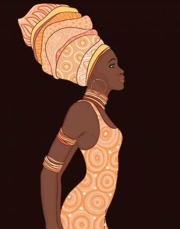 Pretty African American woman in traditional turban. のイラスト素材