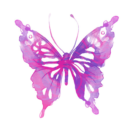 Amazing watercolor butterfly. Vector art isolated on whiteのイラスト素材