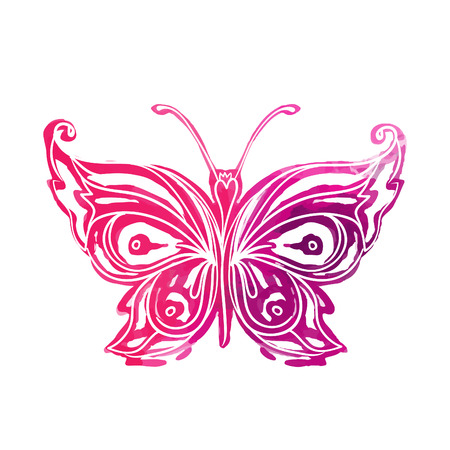 Amazing watercolor butterfly. Vector art isolated on whiteのイラスト素材