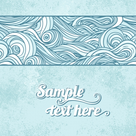 Stylish winter ice blue vector curled background with waves のイラスト素材