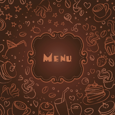 Restaurant menu with coffee scribble backgroundのイラスト素材